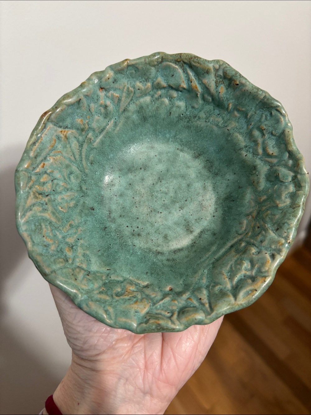 Etta B Pottery Matcha Trinket bowl or dish blue green